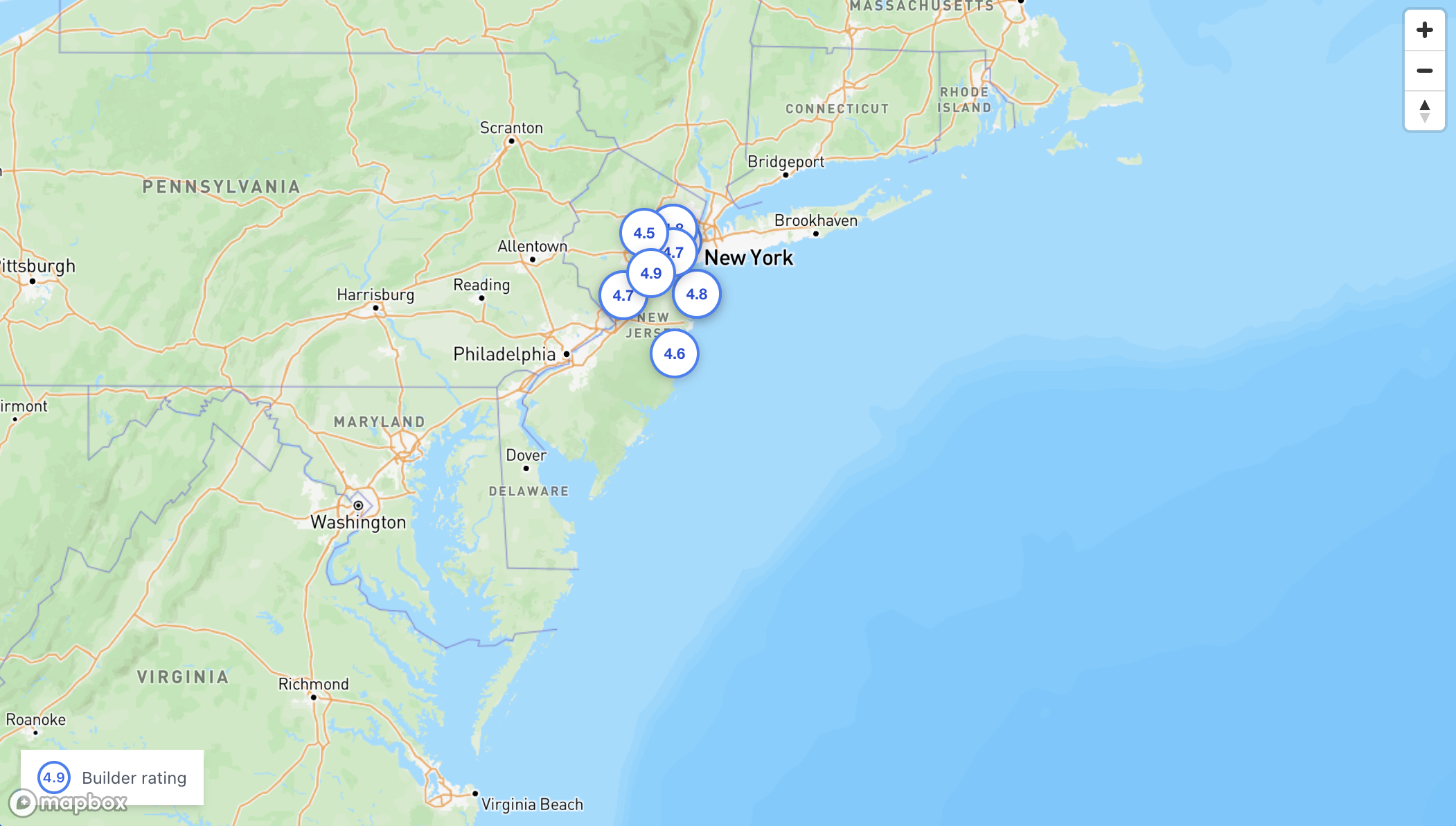 Map of New Jersey professionals